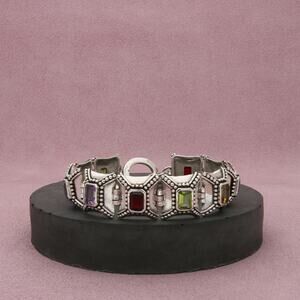 sterling silver garnet amethyst topaz peridot toggle bracelet size 6.75in